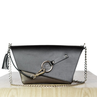 silver chain clutch bag